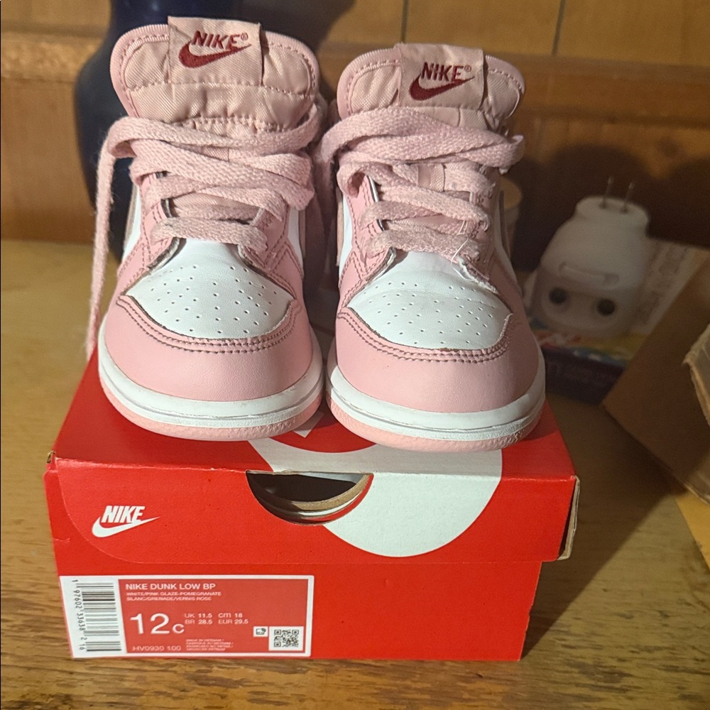 Nike Kids Pink and White Dunk Low Sneakers